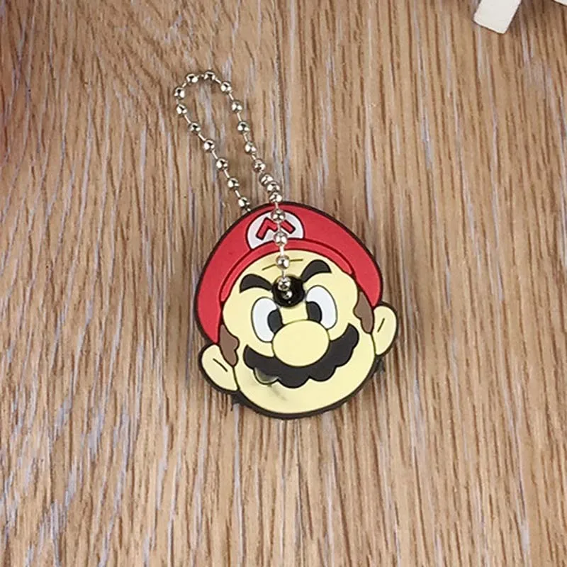 Red Super--Mario 4 шт мультяшный аниме милый чехол для ключей кошелек с цепочкой силиконовый чехол для ключей милый защитный крючок на кошелек - Цвет: Red Super--Mario