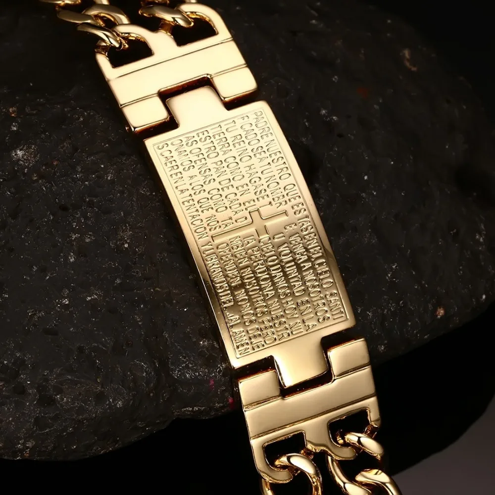 Мужские ювелирные изделия из нержавеющей стали 316L крест стихи узор серебряный