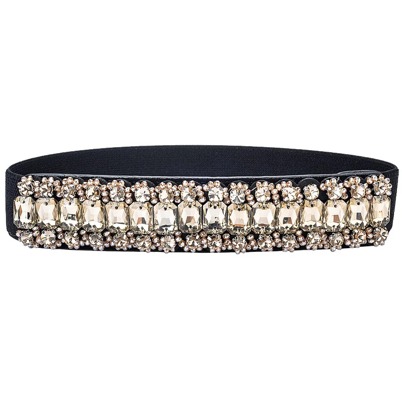 

New Rhinestone Belt full crystal wide waistband decorated female body sculpting band designer wide elastic women belts SD09