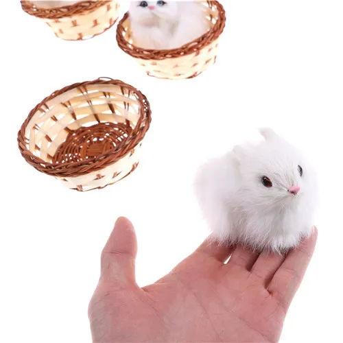 Пластиковые зайчики собаки кошки в корзине игрушки из искусственного плюша для