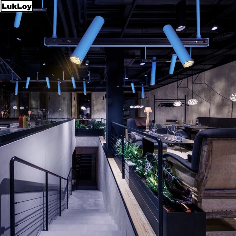 

Modern Long Tube LED Track Light Down Spot Light Industrial Cool Office Bar Track Lamp Restaurant Showroom Shop Display