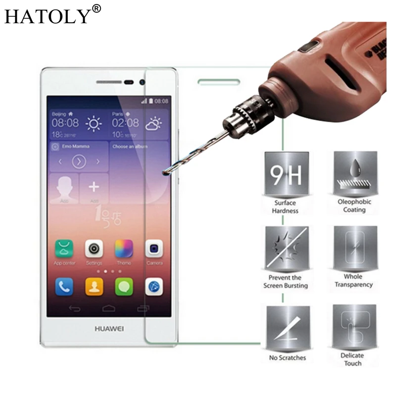 Ультратонкое закаленное стекло HATOLY для Huawei P7 Защитная пленка Ascend 5 &quot 2 шт.|glass for
