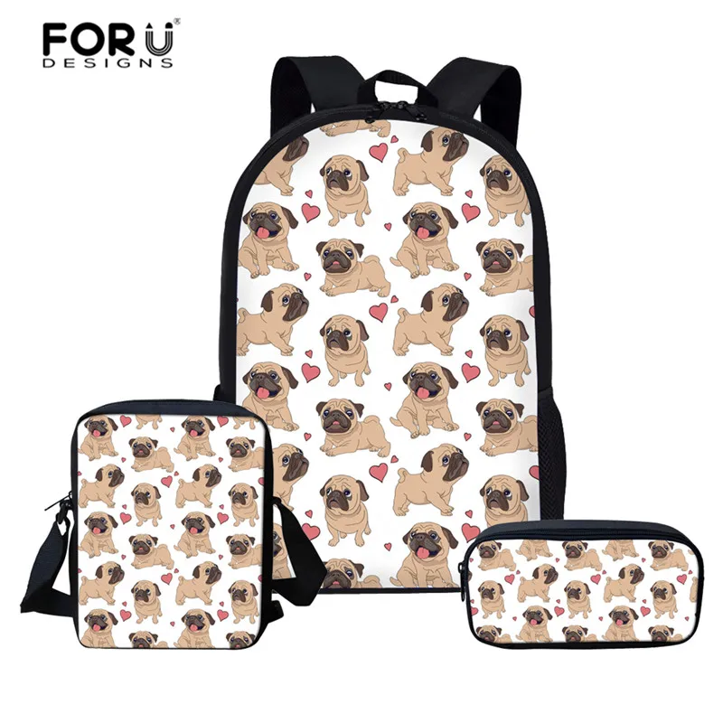 Школьные рюкзаки для девочек FORUDESIGNS детские школьные ранцы с щенками мопса