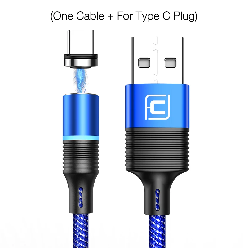 Blue for Type C CAFELE QC3.0 светодиодный магнитный USB кабель для iPhone usb type C Micro кабель для samsung huawei Xiaomi Oneplus 3A кабели для быстрой зарядки - Цвет: Blue for Type C