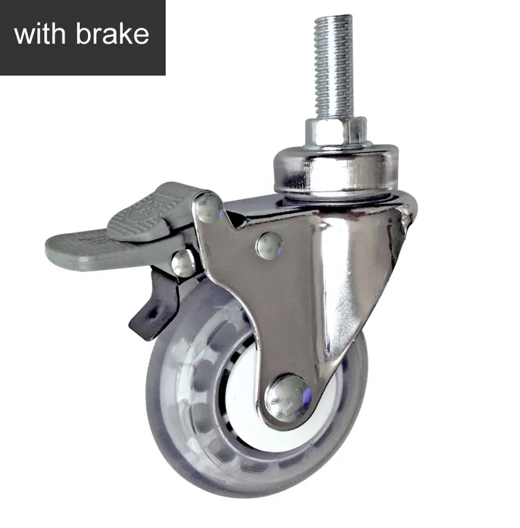 with brake 3 дюйма, Медицинские Ролики/колеса, высокоэластичное ПУ колесо, Mute, M12x30 винт, Больничная кровать автомобильные аксессуары - Цвет: with brake