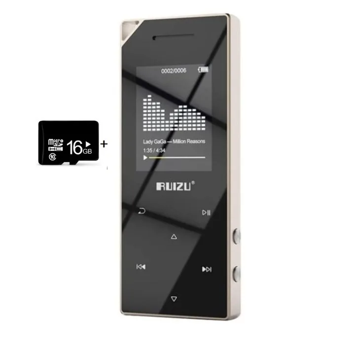 gold with 16gb Новейший музыкальный плеер RUIZU D05 Bluetooth MP4 1,8 дюймов с сенсорным экраном, аудио плеер с fm-радио, музыкальный MP3 HIFI динамик D05 - Цвет: gold with 16gb