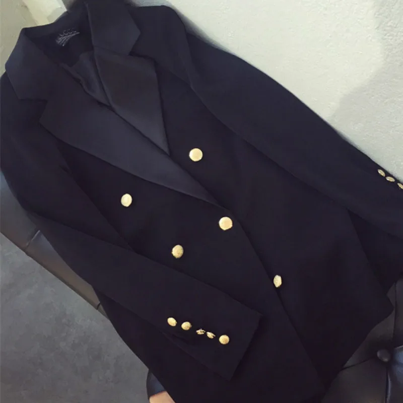 Женский блейзер двубортный Chaqueta офисный женский с отворотом длинный рукав