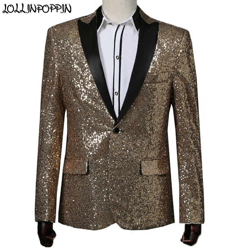 Мужской костюм с золотыми блестками куртка GD в том же стиле для сцены костюма