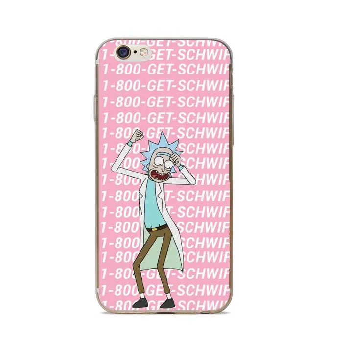 Прозрачный жесткий чехол Rick and Morty для Apple iPhone 5 5S 6 6S Plus SE 7 7Plus X XR XS MAX 8 черный
