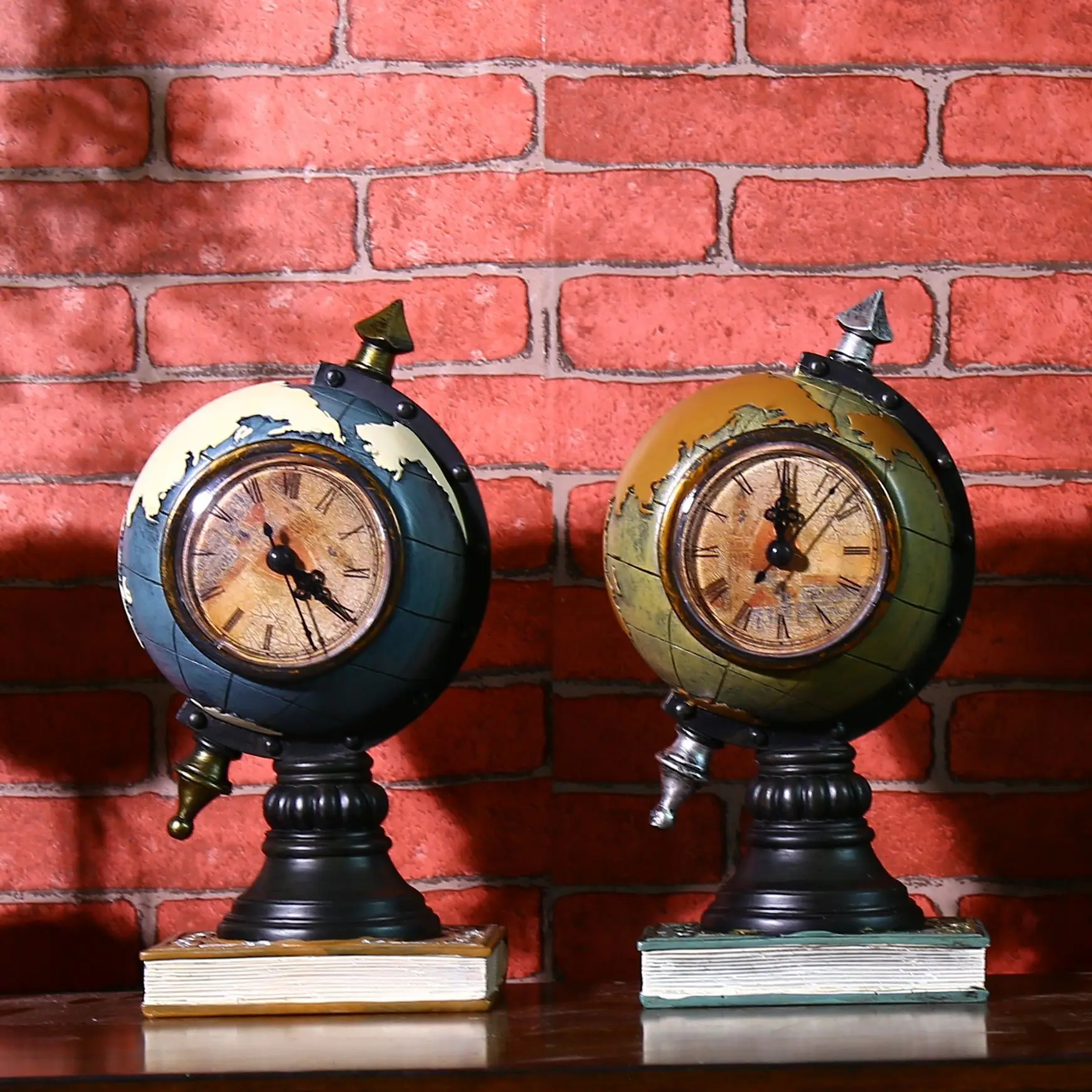 Винтажные настольные часы в стиле ретро винтажные из смолы 23*12*11 см|vintage table clock|table