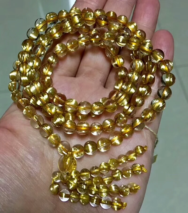 7 мм натуральный Золотой рутилированный кварцевый браслет для женщин