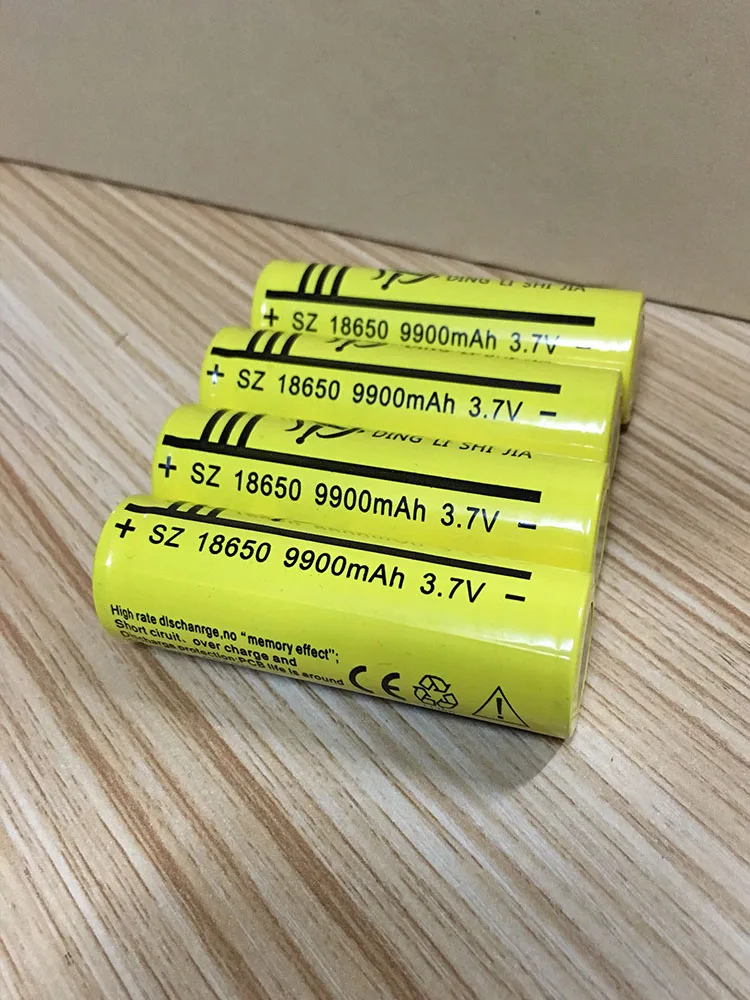 DING Ли Ши Цзя 4 шт 18650 Батарея 9900 mAh 3,7 V Перезаряжаемые Батарея литий-ионный Для фонарик Факел фар голова Батт
