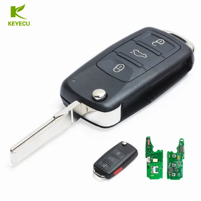 KEYECU Keyless Go функция флип дистанционный ключ-брелок от машины 3 кнопки 315 МГц/433 МГц ID46 для Volkswagen Touareg 2002 2003 2004 2005-2010
