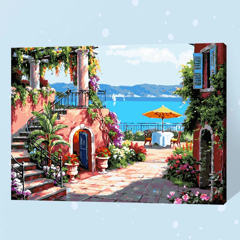 Набор для рисования по номерам на холсте акриловая краска сделай сам побережья