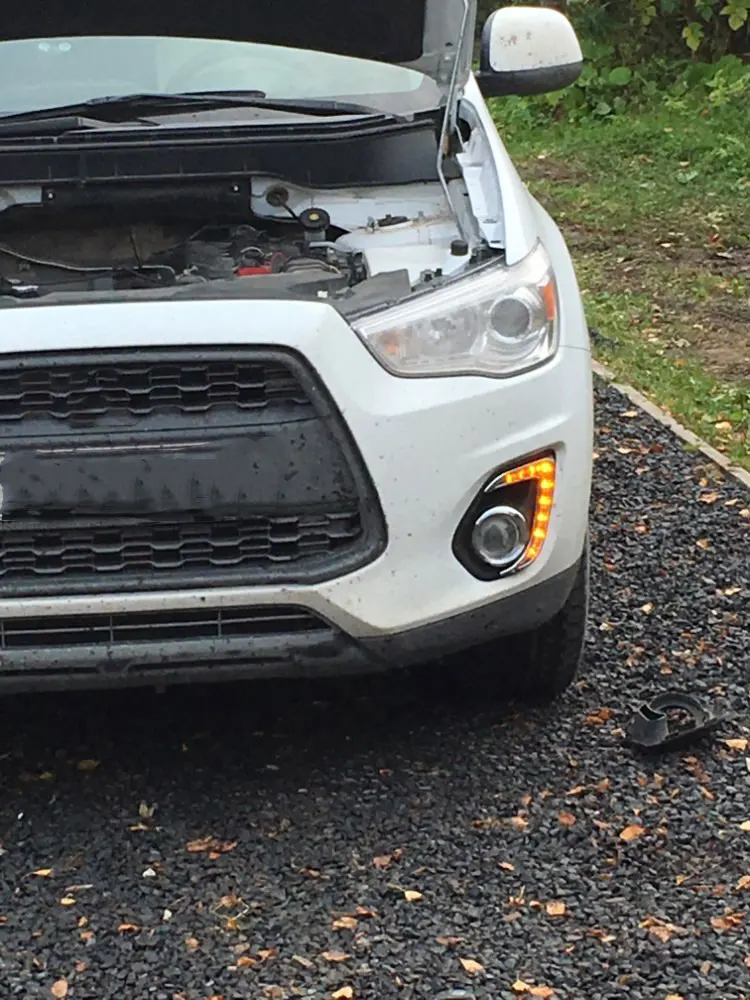 Спереди светодиодный DRL для Mitsubishi RVR ASX Outlander Sport 2013 бег светильник s дневные Дневной светильник 12v светодиодные лампы авто-Стайлинг светильник