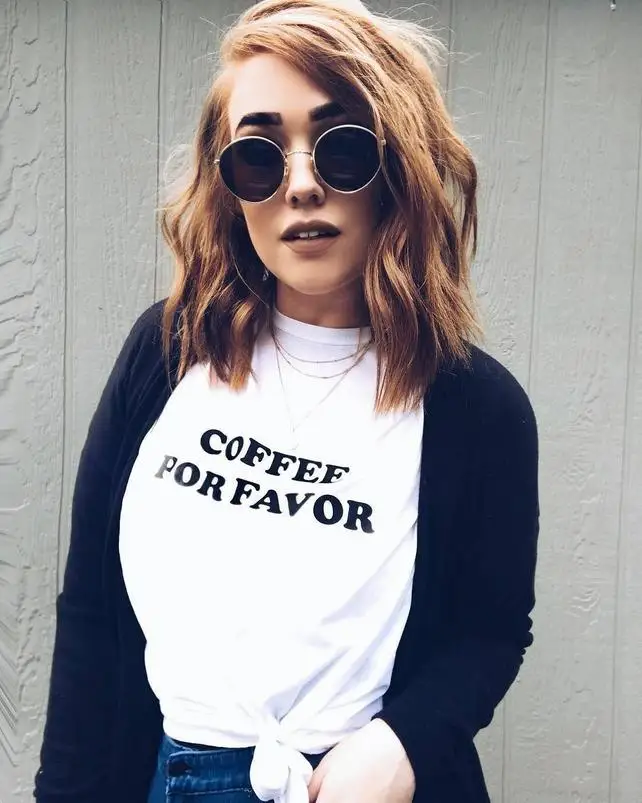

Sugarbaby Coffee Por Favor белая футболка бойфренда кофе футболка кофе Por Favor футболка кофейная Футболка Модные топы с коротким рукавом