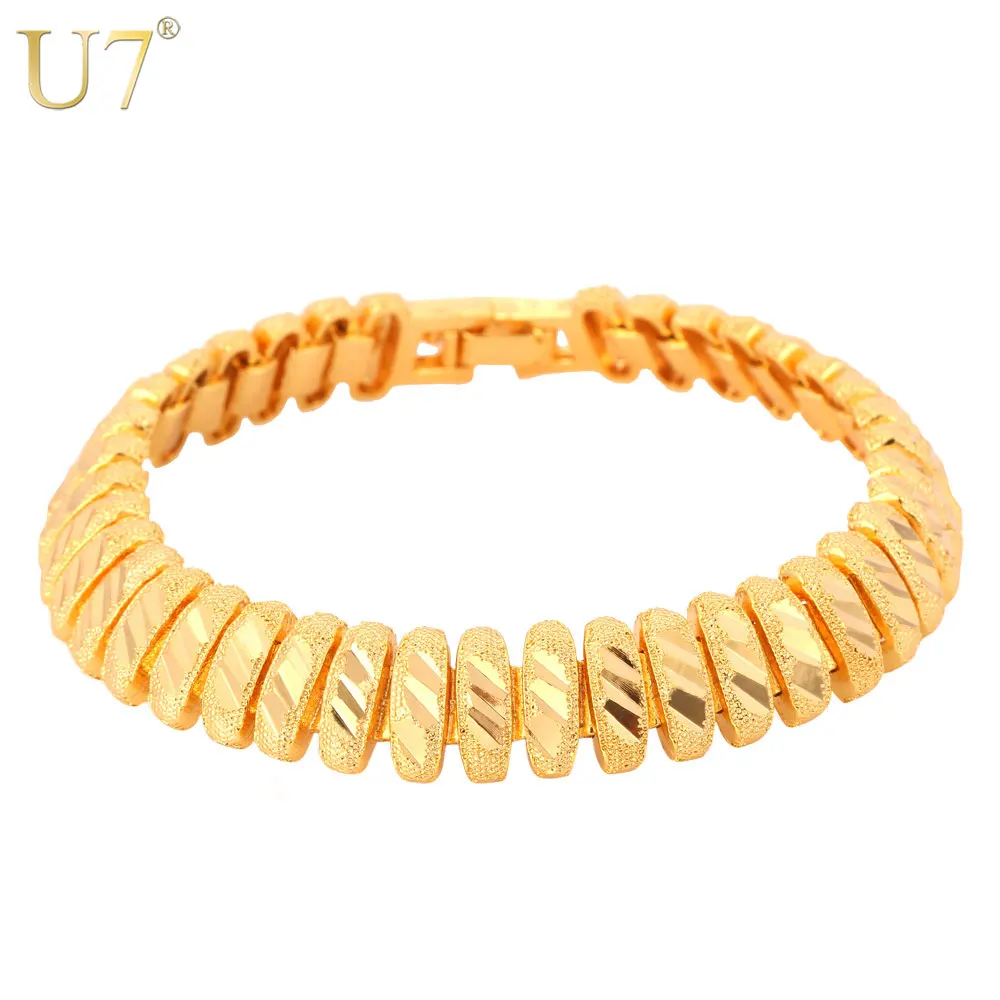 U7 Новый Позолоченный Браслет для Мужчин/ Женщин Оптом Ювелирные Изделия 1 СМ