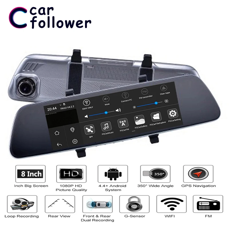 Allwinner Android автомобильный видеорегистратор 8 дюймов ADAS сенсорный экран зеркало