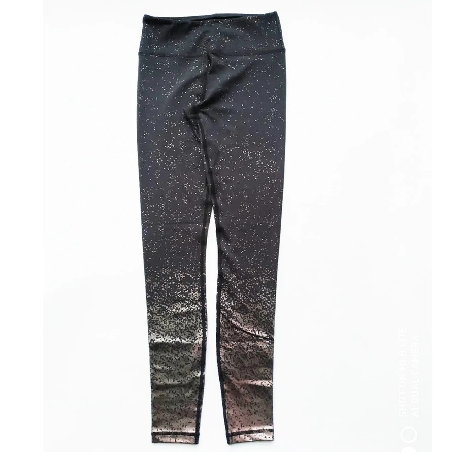 Синие женские штаны для йоги с металлическим принтом спортивные Леггинсы