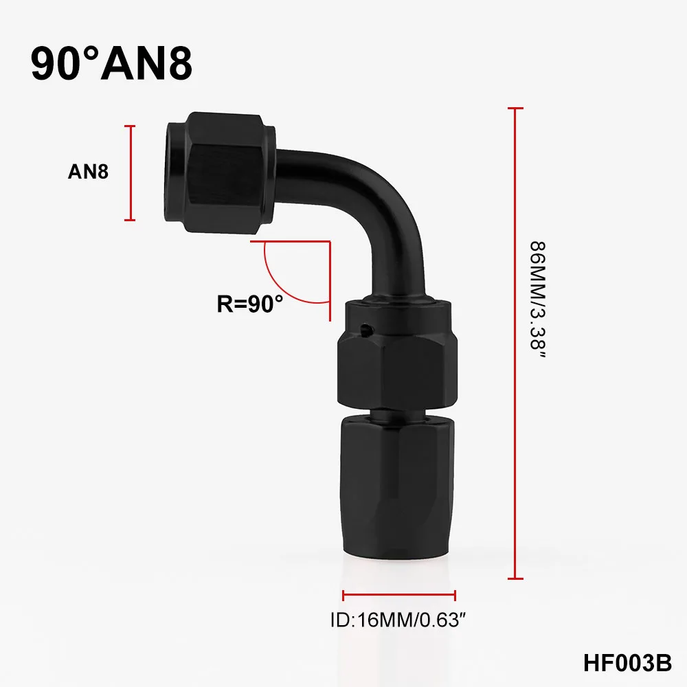 HF003Bblack AN4 на возраст 6, 8, 10, 12 лет масла/топлива/шарнирное соединение шланга алюминиевые фитинги адаптер мазута многоразовый штуцер для шланга Конец 0/45/90/180 градусов HF001-BK - Цвет: HF003Bblack