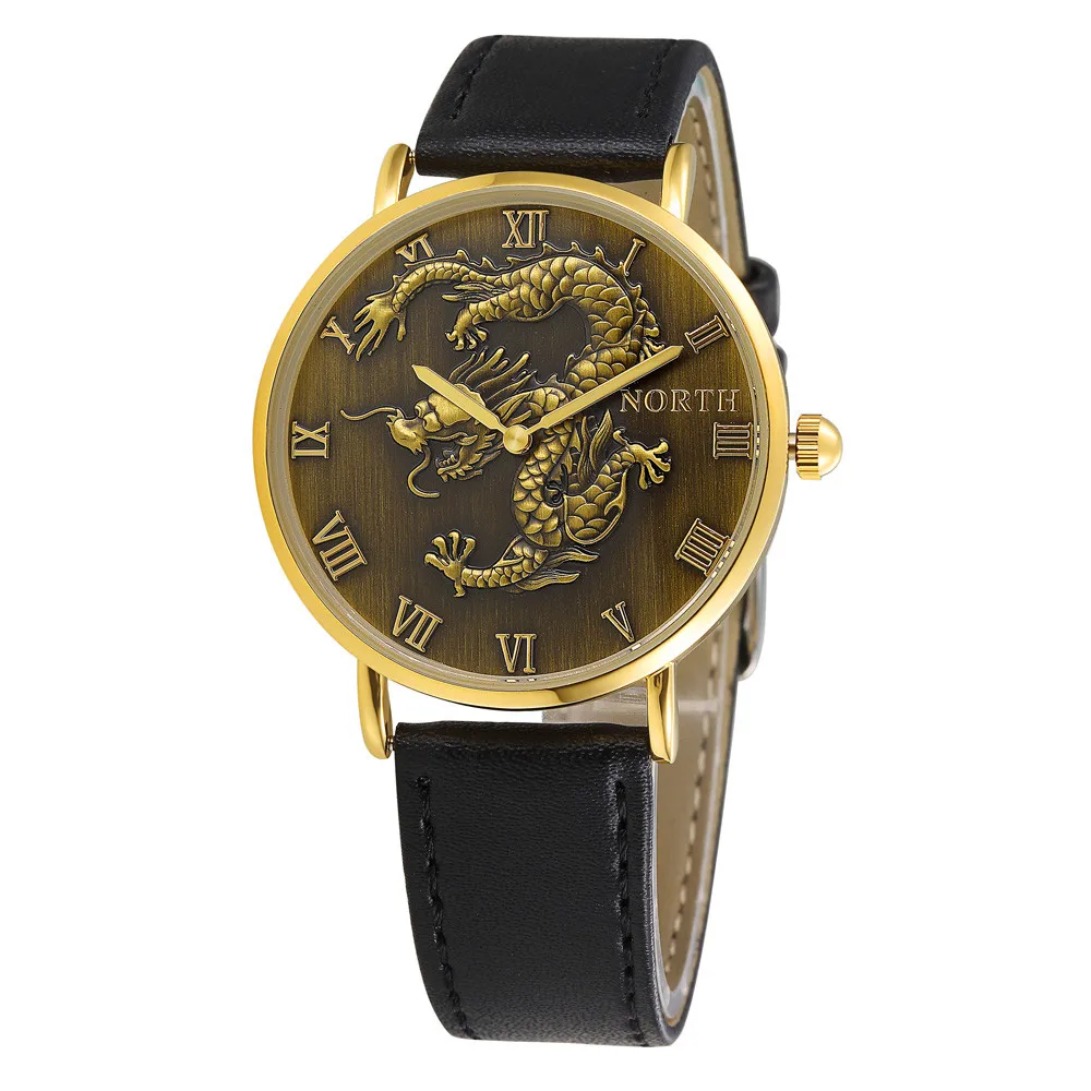 Часы мужские кварцевые с римскими цифрами ремешком из искусственной кожи 2019|watch