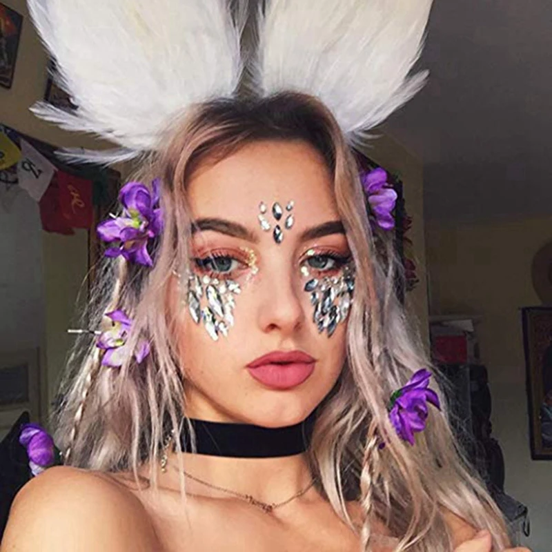 6 наборов для женщин, лицо русалки, драгоценные камни, блестки, стразы Rave, праздничные украшения для лица, кристаллы, наклейки для лица, глаза, лицо, тело, временное Ta