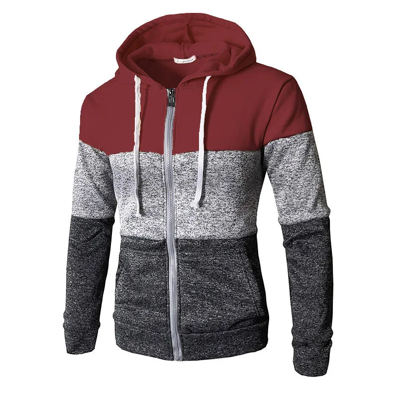 Fashion Men Hoodie Jacket Coat Brand Stitching Color Hip Hop Hoodies Casual Pullover Mens With Zipper Dropshipping | Мужская одежда