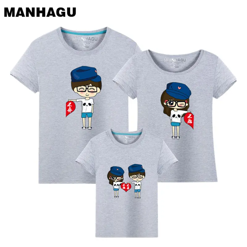 MANHAGU 1 pieces Family Look New Summer clothing Mother Daughter Dress Matching Outfits Cotton Father Son T-shirt | Мать и ребенок