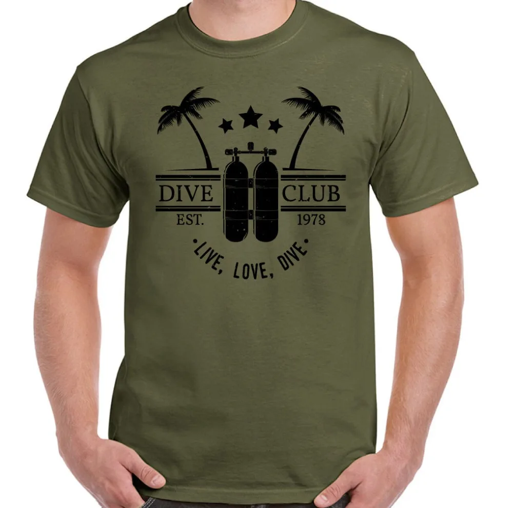 Новинка 2019 хлопок Live Love Dive Мужская забавная футболка для дайвинга с аквалангом