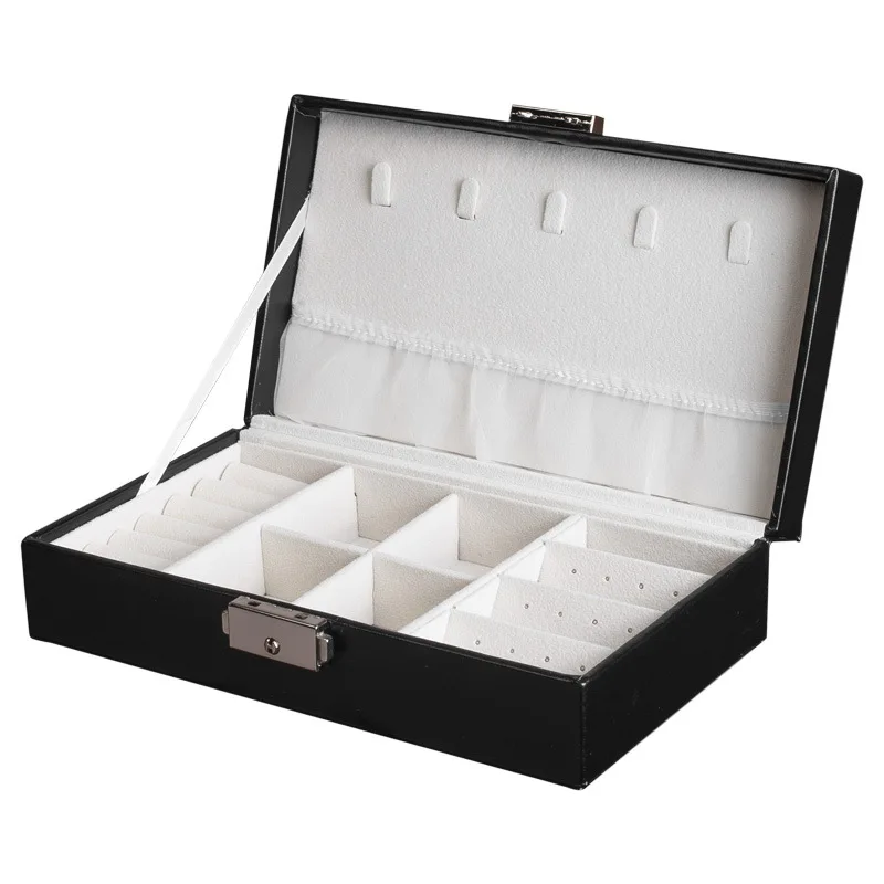 

PU Pure Color Portable Makeup Organizer Simple Design Jewelry Box Earring Cosmetic Organizer Ring Bag Necklace Display Organizer