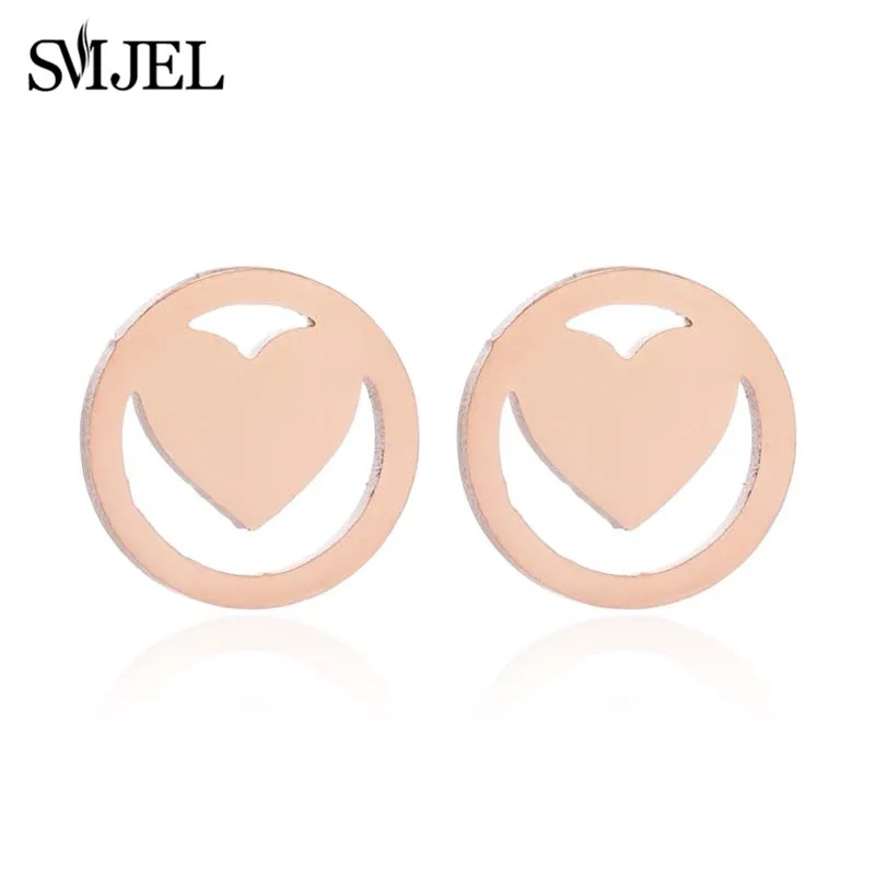SMJEL Korean Stainless Steel Earrings for Women pendientes hombre Flower Small Earrings Studs Birthday Gifts Wholesale