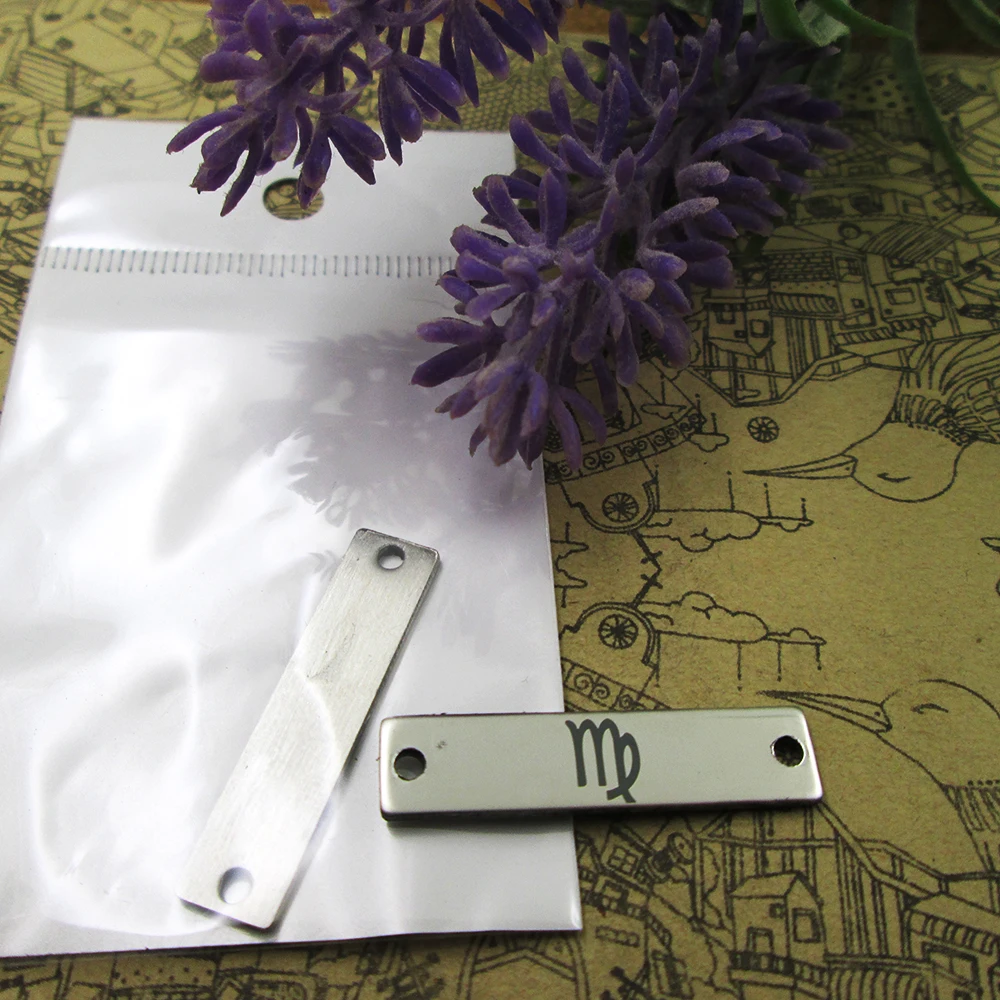 10 шт., подвески из нержавеющей стали в виде знаков Девы, 30 х7 мм