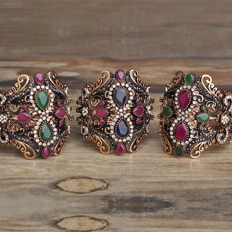 Супер Большой ExaggerateTurkish Имитация Смола Женщины Браслеты Богемия Стиль Индийский