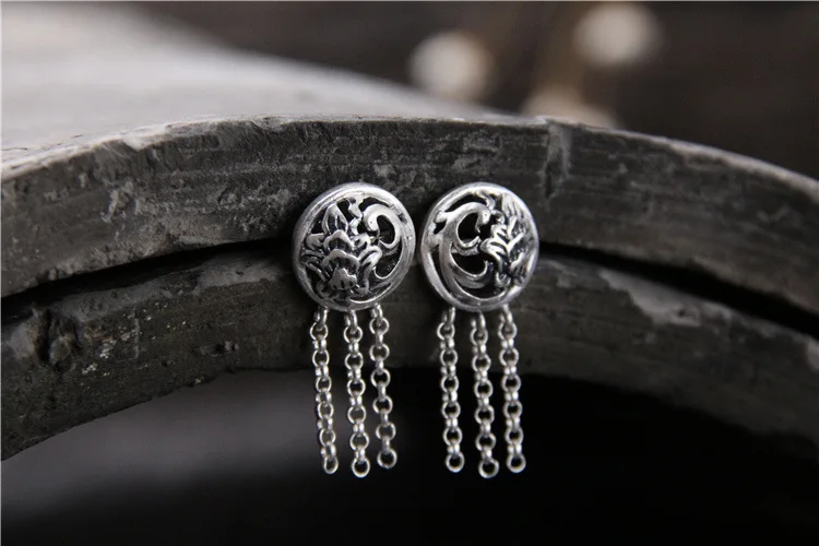 2018 Special Offer Real Brinco S925 Pure Restoring Ancient Ways Tassels Eardrop Fashion And Personality Old Earrings Allergy | Украшения и