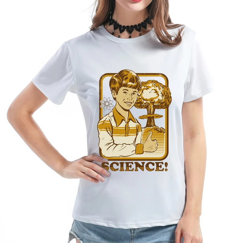 Hillbilly J-101 New summer short-sleeved white science printing Teefemale cotton temperament thin student casual T-shirt top | Женская