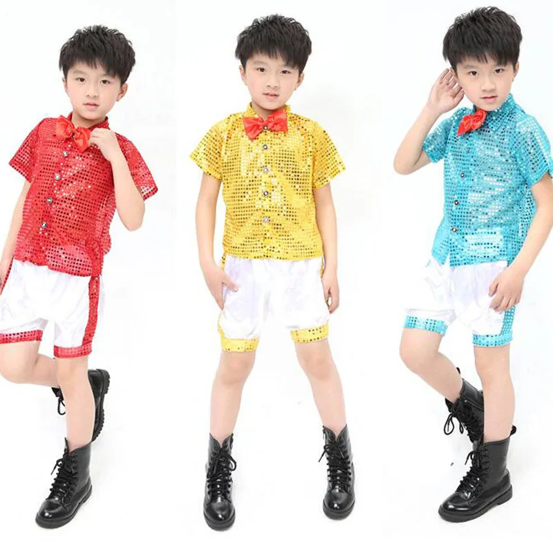 2017 Рубашка с короткими рукавами танцевальные костюмы для Обувь мальчиков