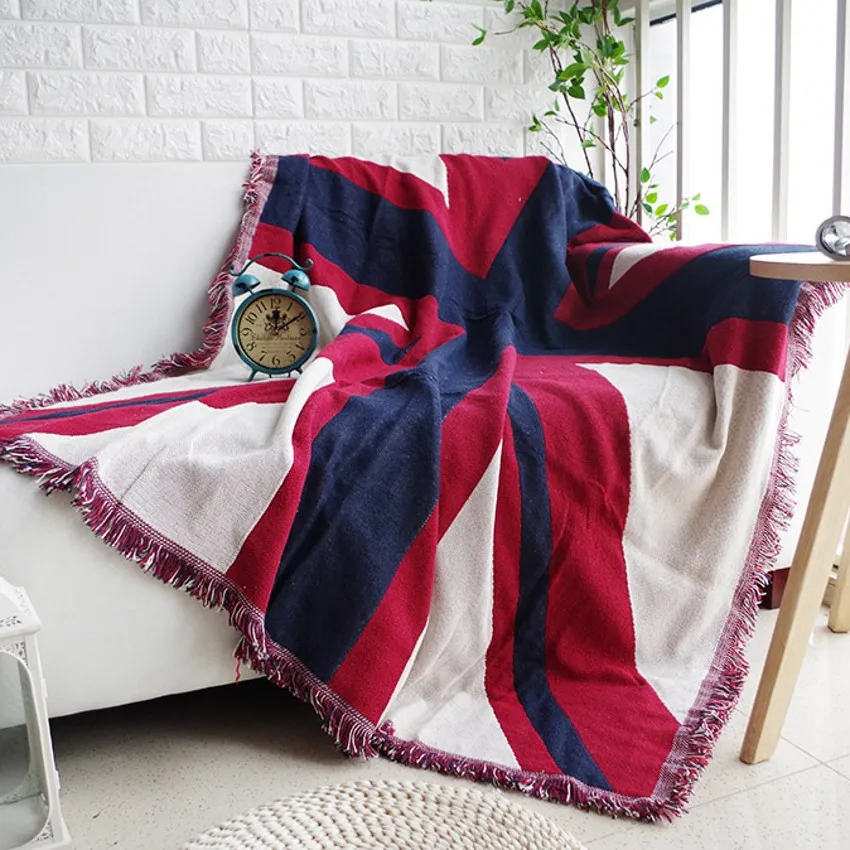 Двустороннее хлопковое одеяло с узором Union Jack прочное носимое покрывало для