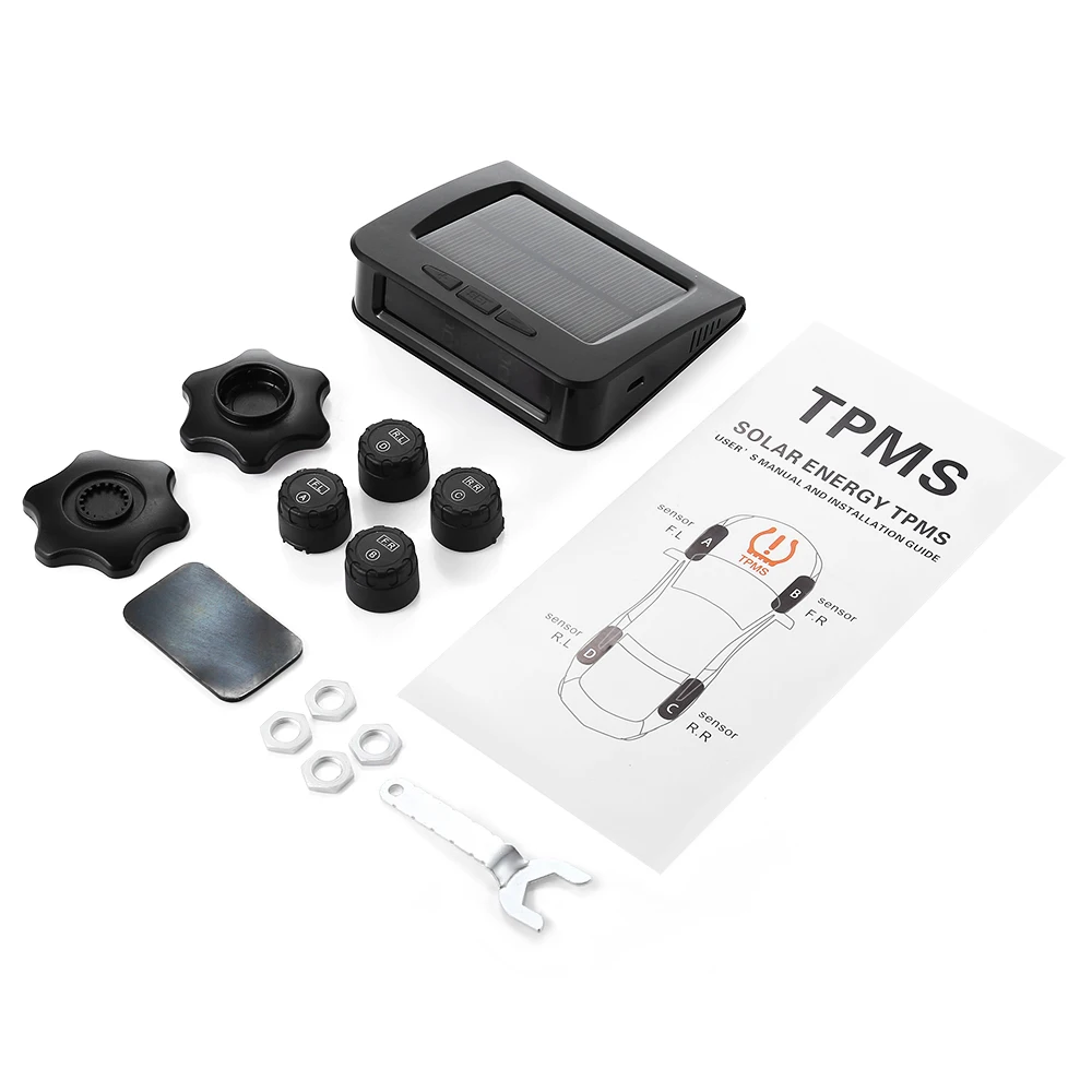 Автомобильная TPMS система контроля давления в шинах Солнечная энергия Голосовая