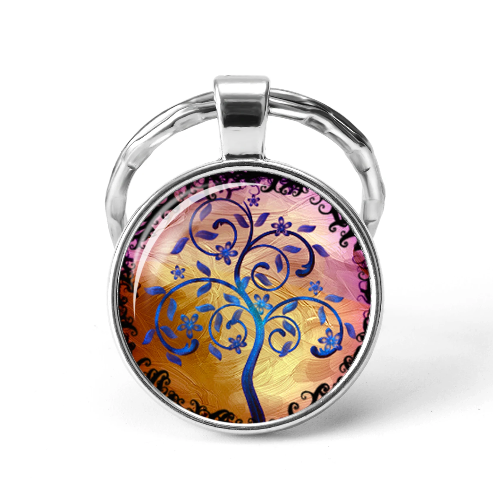 2019 новые модные брелки Дерево жизни бижутерия со стеклянными кабошонами