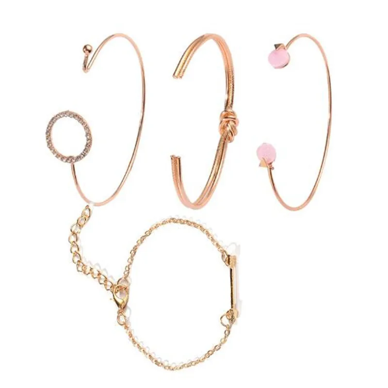 4 шт./компл. набор многослойных регулируемых открытых браслетов Золотые круглые