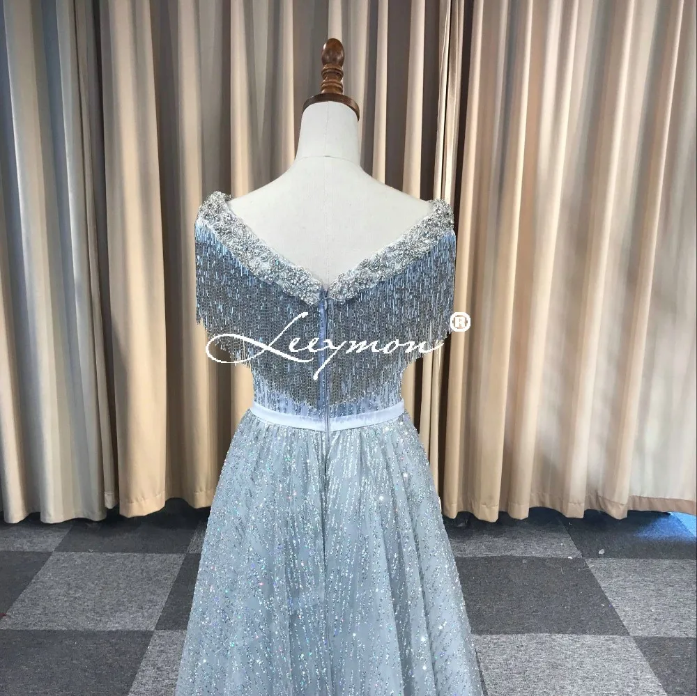 Shiny Silver Beads Evening Dress Long Sleeveless Party Gown vestido de festa longo | Свадьбы и торжества