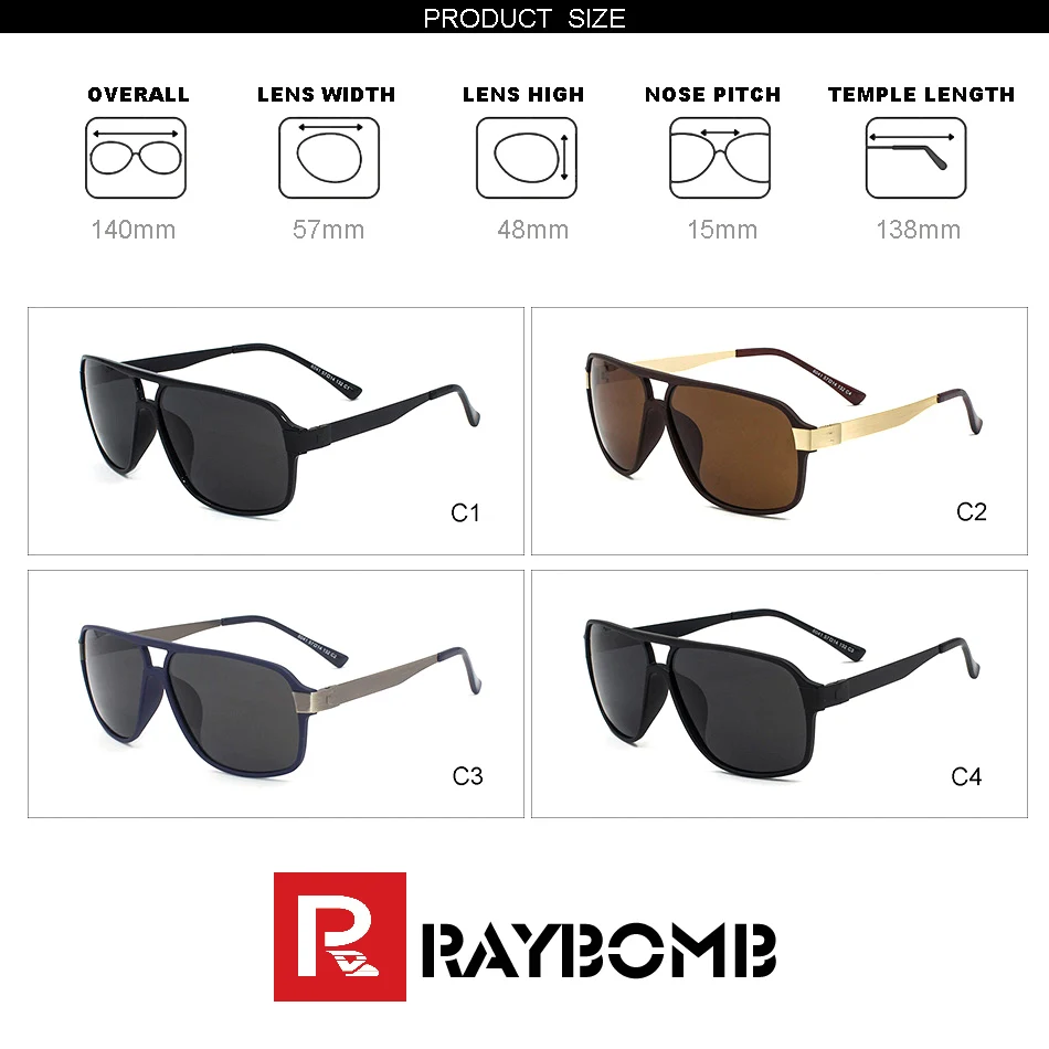 RAYBOMB-поляризационные мужские очки для вождения Модные солнцезащитные очки пилота женские мужские солнцезащитные очки Брендовые оттенки с оригинальной коробкой