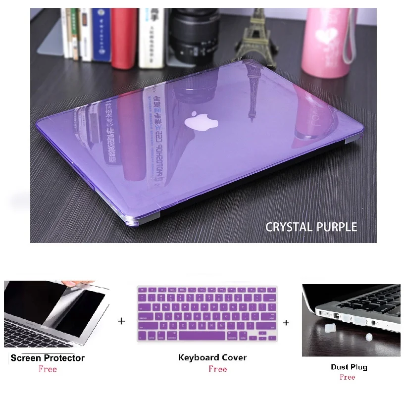4in1 Crystal Laptop Case+Keyboard Cover+Screen Film+Dust Pulg For Apple Macbook Air Pro Retina Touch Bar 11 12 13 15 inchs | Компьютеры и