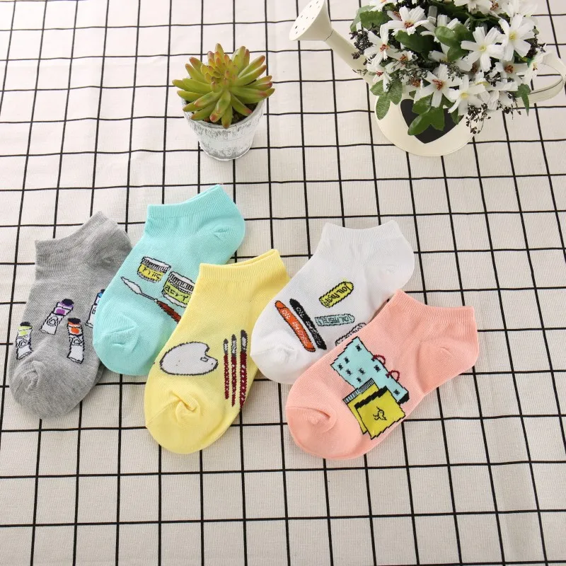 Хлопковые короткие носки с закрытым носком для отдыха Однотонные дышащие