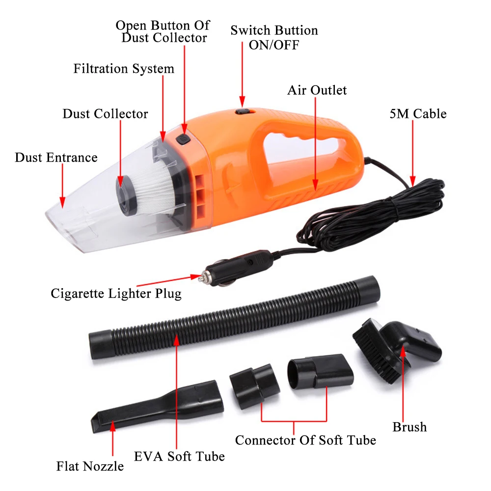 Мини пылесос для сухой и влажной уборки супер всасывающий фильтр 120W Портативный