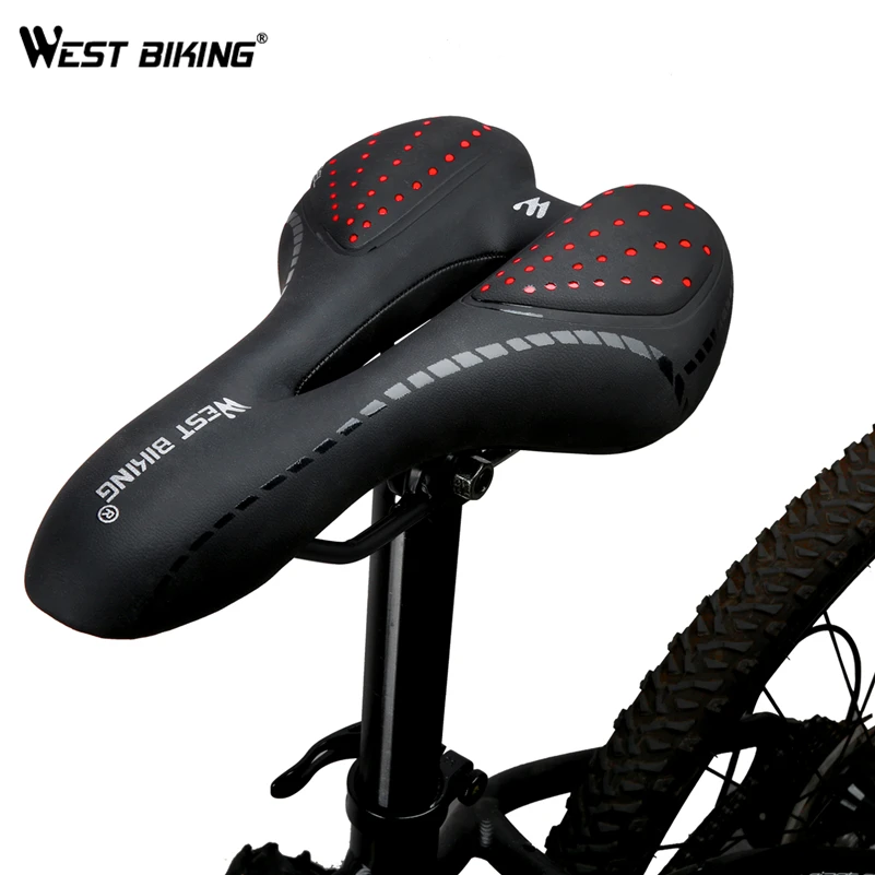 WEST BIKING велосипедное седло, силиконовая подушка из искусственной кожи, покрытие из силикагеля, удобное Велосипедное Сиденье, противоударное велосипедное седло