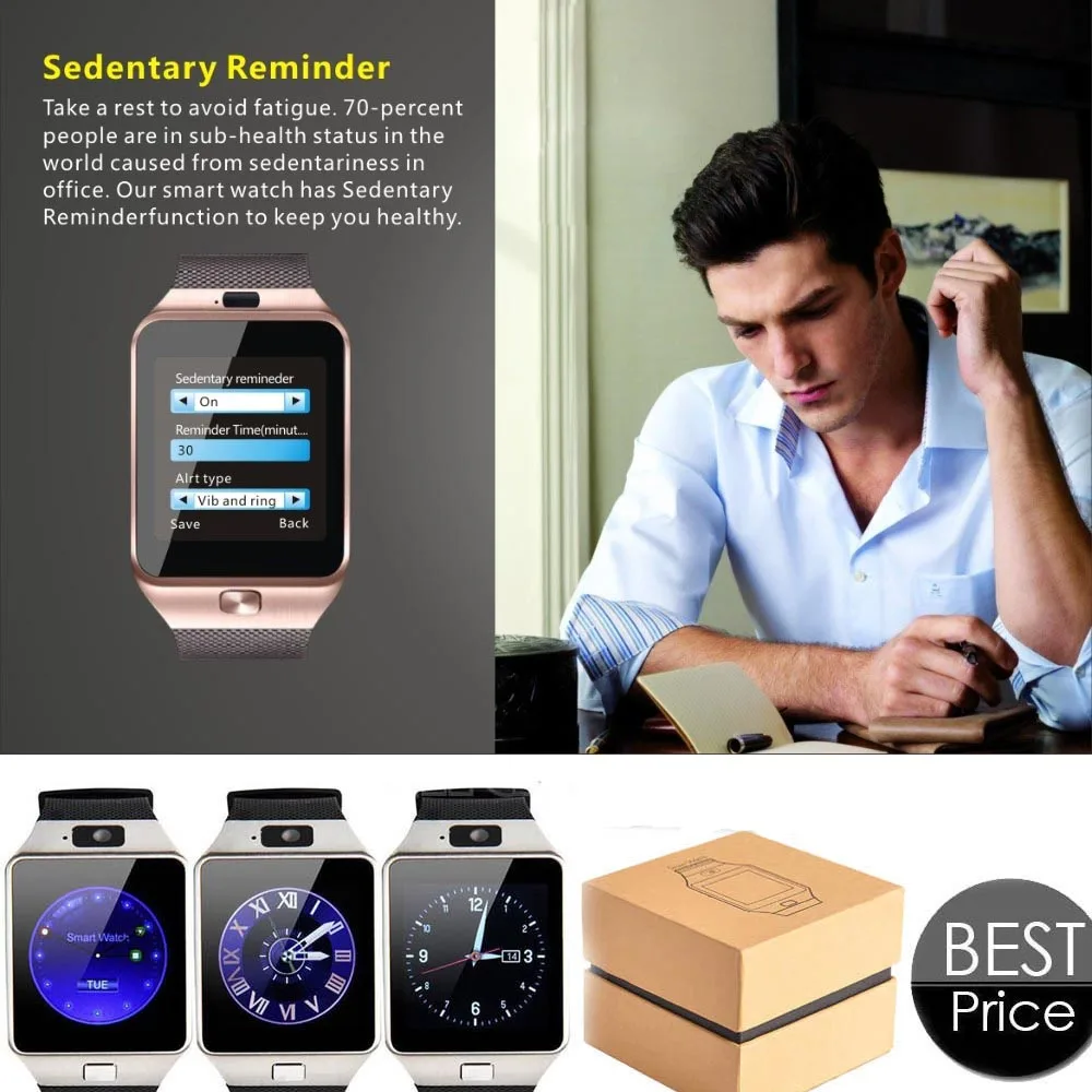 DZ09 Bluetooth мужские умные часы SIM будильник шагомер спортивные с камерой для Android/ios