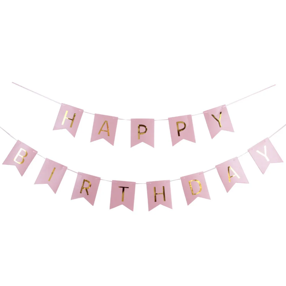 7 pcs/set Pink/Blue Paper Decorations for Girls/Boys Birthday Party Happy Banner Foil Swirls Pom Poms Decor | Дом и сад