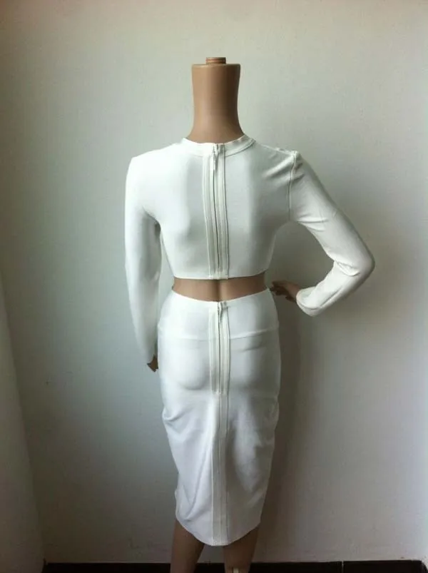 Женское платье с длинным рукавом и Боковым Разрезом 2 предмета Бандажное черный