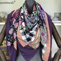 100 silk scarf women scarves hijab chain design print square 130130cm satin shawl fashion 2018 female bandana wrap lady gift